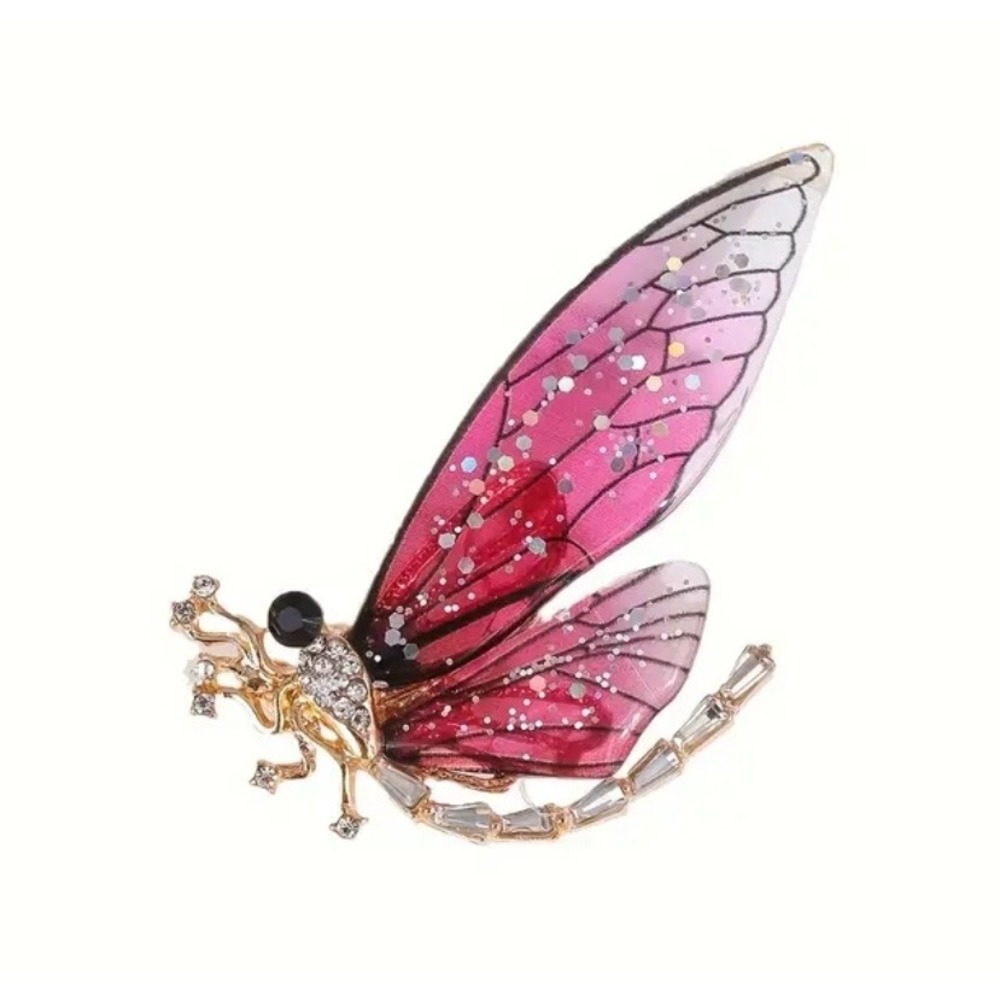 Dragonfly Brooch Pin Pink Rhinestone‎ Insect Costume Jewelry Women